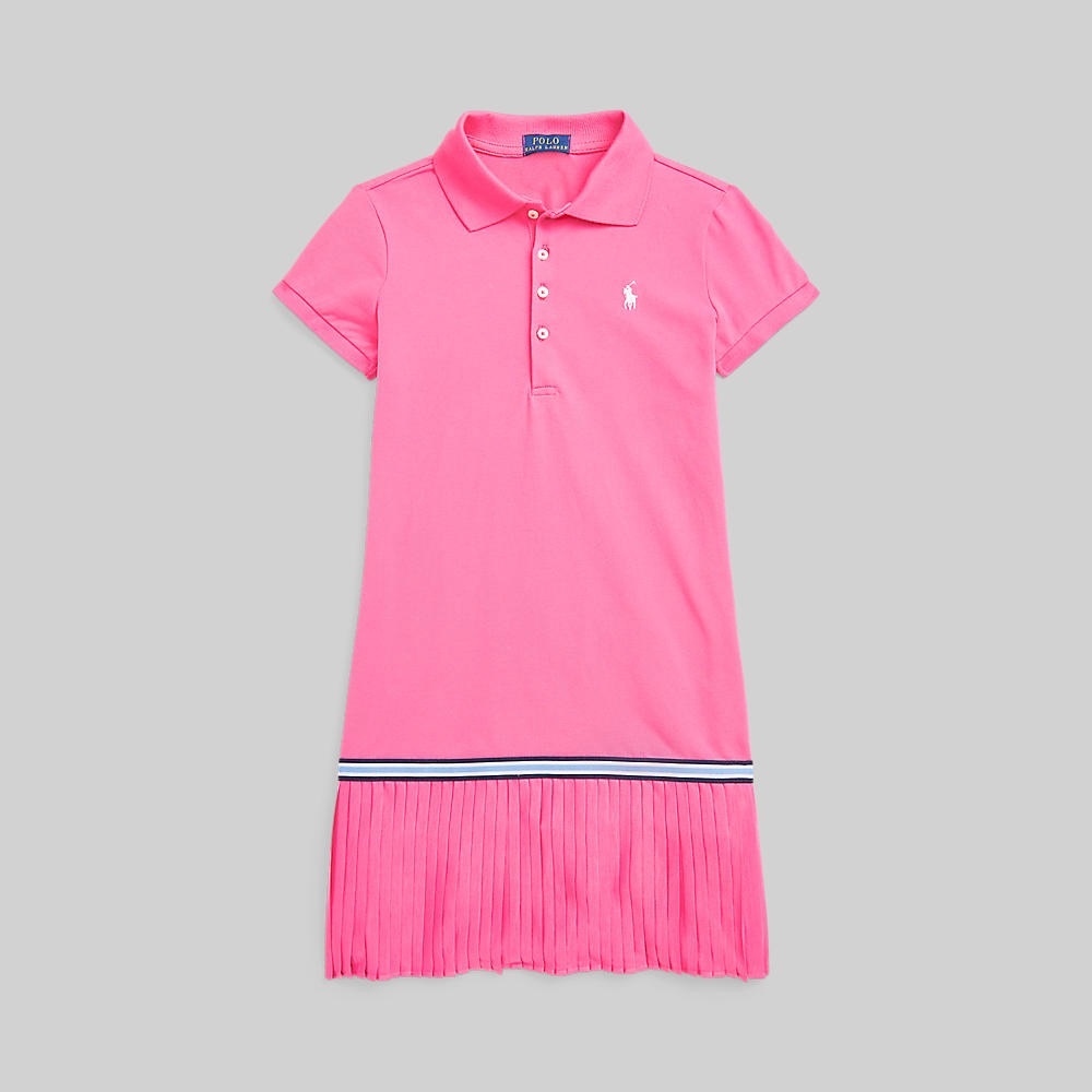 Ralph Lauren Pink Polo Dress with Contrasting Stripe Trim